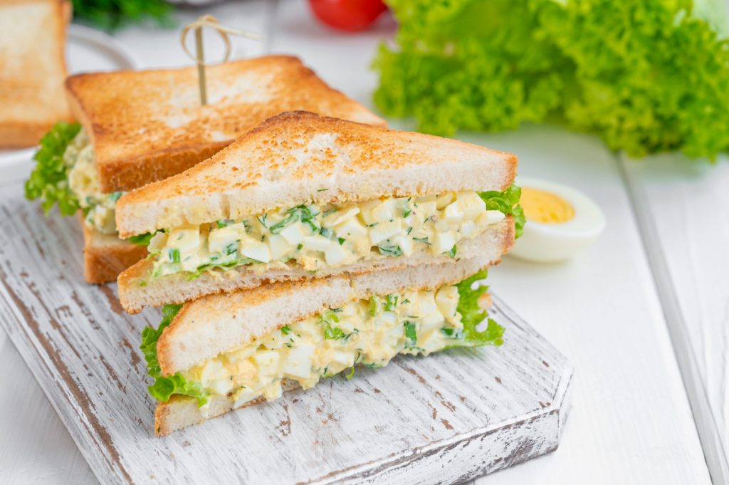 egg salad sandwich with toasted bread
